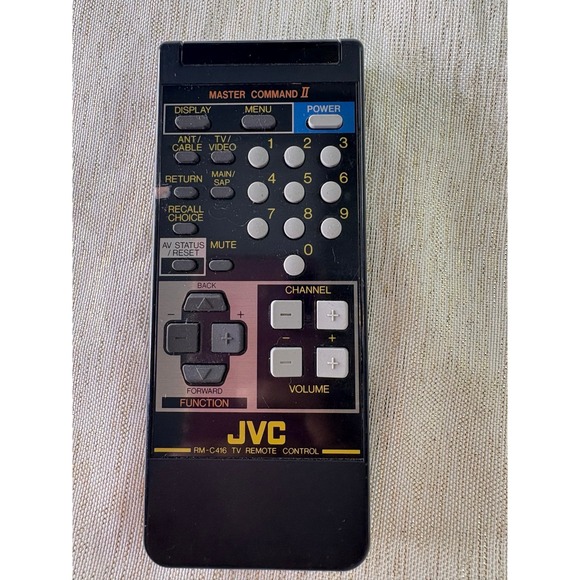 JVC RM-C416 TV Remote Control, also known as a JVC Master Command II remote. - Picture 1 of 3